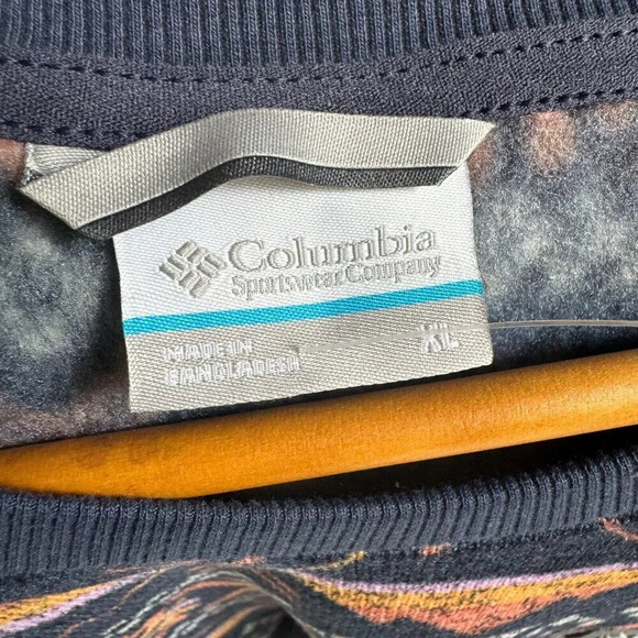 Columbia Sweater Weathe Fleece Crew  Shirt Pullover Nocturnal Pinecones XL - Picture 10 of 13